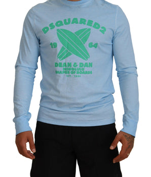 Dsquared² Light Blue Printed Long Sleeves Men Sweater