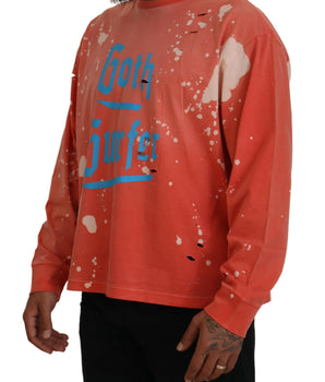 Dsquared² Orange Printed Long Sleeves Pullover Sweater