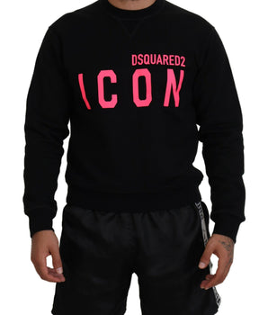 Dsquared² Black Printed Long Sleeves Pullover Sweater