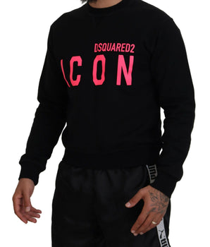 Dsquared² Black Printed Long Sleeves Pullover Sweater