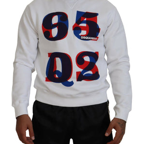 Dsquared² White Printed Long Sleeves Pullover Sweater