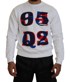 Dsquared² White Printed Long Sleeves Pullover Sweater