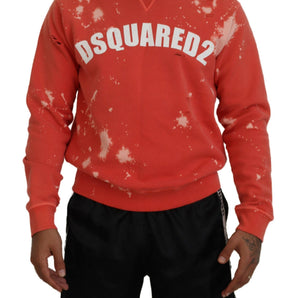 Dsquared² Orange Printed Long Sleeves Pullover Sweater