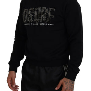 Dsquared² Black Cotton Printed Long Sleeves Pullover Sweater