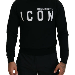 Dsquared² Black Logo Print Long Sleeves Men Pullover Sweater