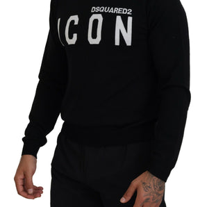 Dsquared² Black Logo Print Long Sleeves Men Pullover Sweater