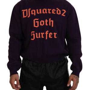 Dsquared² Purple Cotton Printed Men Pullover Sweater