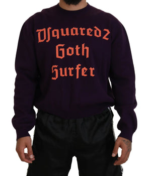 Dsquared² Purple Cotton Printed Men Pullover Sweater