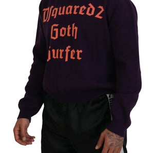 Dsquared² Purple Cotton Printed Men Pullover Sweater