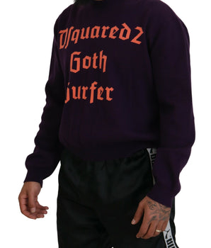 Dsquared² Purple Cotton Printed Men Pullover Sweater