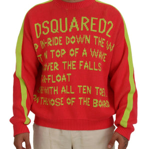 Dsquared² Orange Cotton Printed Long Sleeves Pullover Sweater