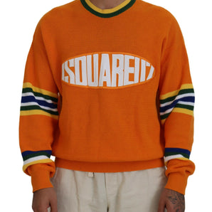 Dsquared² Orange Printed Long Sleeves Men Pullover Sweater