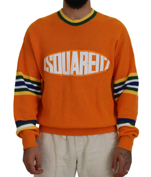 Dsquared² Orange Printed Long Sleeves Men Pullover Sweater
