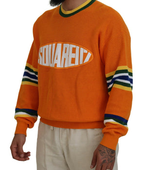Dsquared² Orange Printed Long Sleeves Men Pullover Sweater