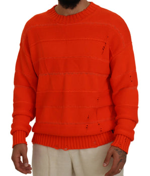 Dsquared² Orange Cotton Long Sleeves Men Pullover Sweater