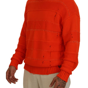 Dsquared² Orange Cotton Long Sleeves Men Pullover Sweater