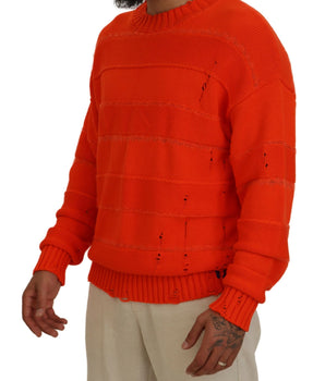 Dsquared² Orange Cotton Long Sleeves Men Pullover Sweater