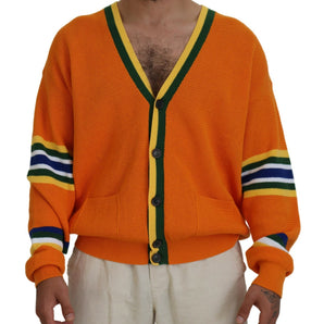 Dsquared² Orange Cotton Long Sleeves Men Cardigan Sweater