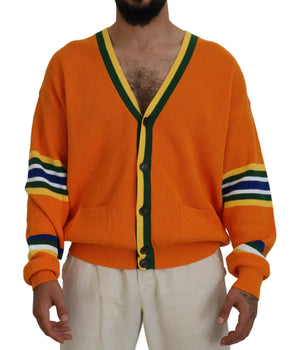Dsquared² Orange Cotton Long Sleeves Men Cardigan Sweater