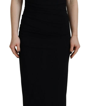 Dsquared² Black Viscose Sleeveless Ruched Maxi Dress