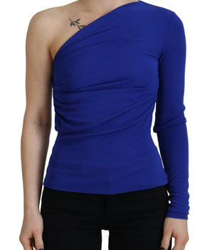 Dsquared² Blue Viscose One Shoulder Slim Fit Blouse Top