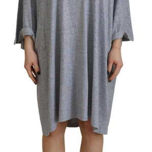 Dsquared² Gray Crystal Embellished Cotton Long Sleeves Dress