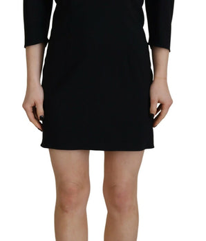 Dsquared² Black Polyester Long Sleeves Bodycon Sheath Dress