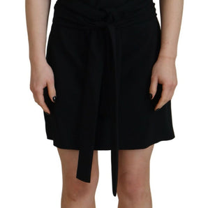 Dsquared² Black Polyester Short Sleeves Sheath Mini Dress