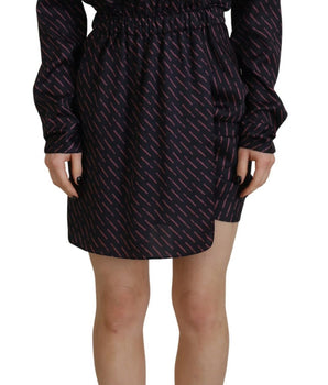 Dsquared² Black Logo Print Long Sleeves A-line Mini Dress