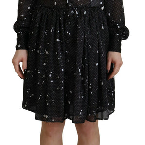 Dsquared² Black Polka Dot Long Sleeves Button Down Dress