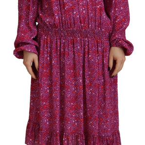 Dsquared² Fuchsia Stars Embellished Long Sleeves Dress