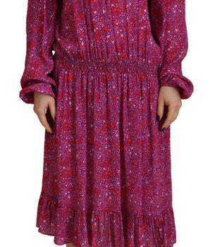 Dsquared² Fuchsia Stars Embellished Long Sleeves Dress