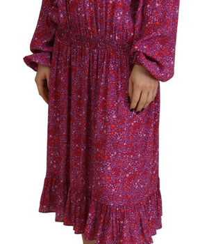 Dsquared² Fuchsia Stars Embellished Long Sleeves Dress