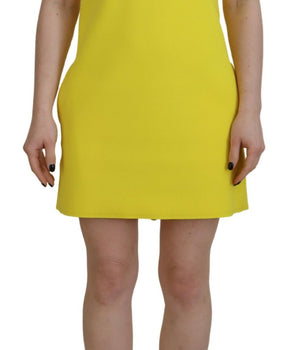Dsquared² Yellow Nylon Short Sleeves Round Neck Mini Dress