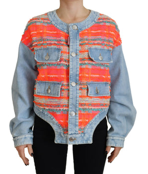 Dsquared² Orange Blue Paneled Button Front Denim Jacket