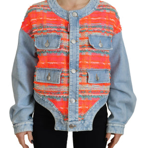 Dsquared² Orange Blue Paneled Button Front Denim Jacket