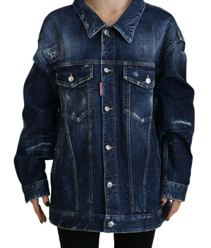 Dsquared² Denim Jacket Collar Blue Distressed
