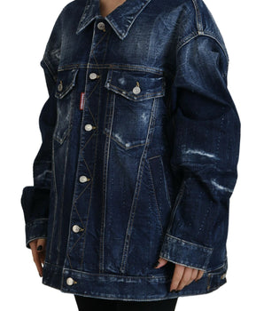 Dsquared² Denim Jacket Collar Blue Distressed