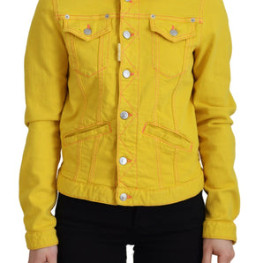 Dsquared² Yellow Collared Long Sleeves Denim Jacket