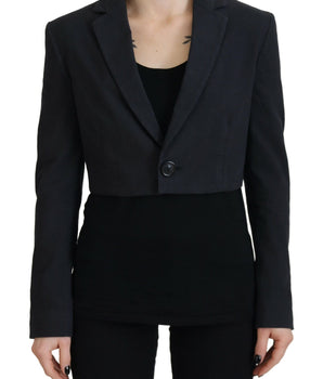 Dsquared² Black Cotton Cropped Button Blazer Jacket