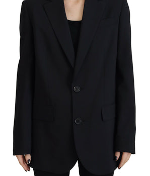 Dsquared² Black Flower Single Breasted Coat Blazer