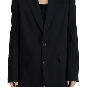 Dsquared² Black Flower Single Breasted Coat Blazer