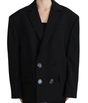 Dsquared² Black Double Breasted Coat Blazer Jacket