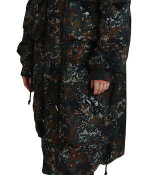 Dsquared² Green Hooded Goth Camouflage Print Parka Coat Jacket