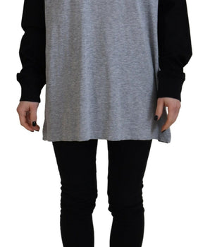 Dsquared² Black Gray Cotton Raglan Long Sleeves Casual Top