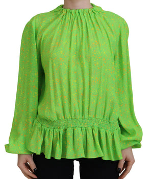 Dsquared² Green Stars Print Viscose Long Sleeves Blouse Top