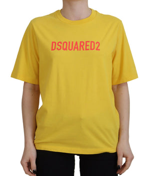 Dsquared² Yellow Logo Print Cotton Crewneck Easy Tee T-shirt