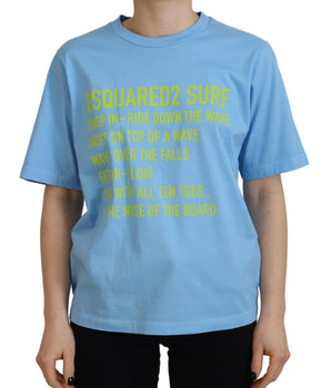 Dsquared² Blue Logo Print Cotton Crewneck Short Sleeve T-shirt