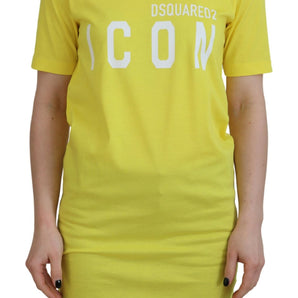 Dsquared² Yellow CottonShiny Icon Renny Dress Crewneck T-shirt