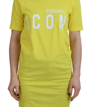 Dsquared² Yellow CottonShiny Icon Renny Dress Crewneck T-Shirt